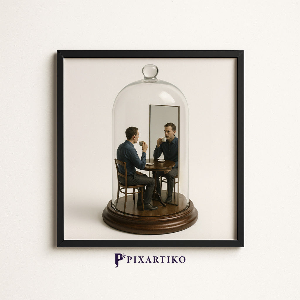 "Reflections Over Coffee" | Surreal Funny Digital Wall Art