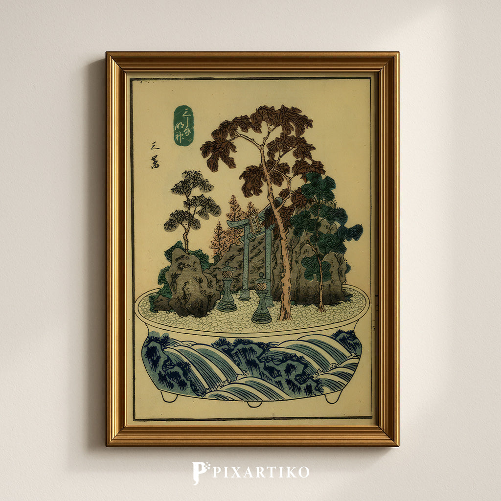 "Mishima – Torii Garden" | Japanese Vintage Landscape