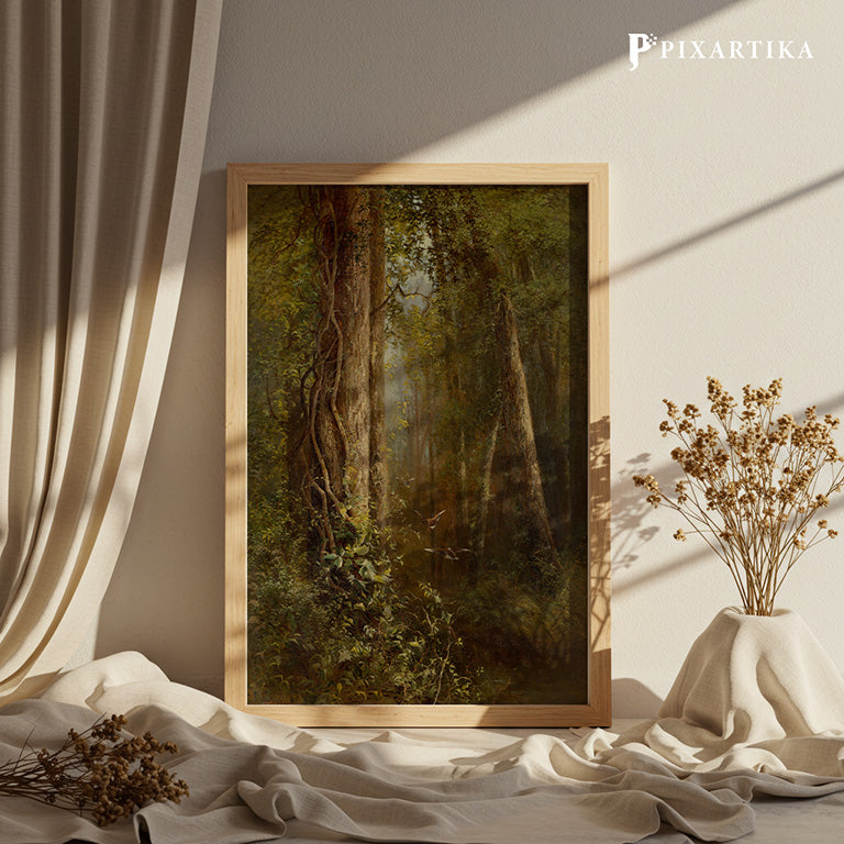 Ducks in the Woods | Vintage Forest Landscape Print
