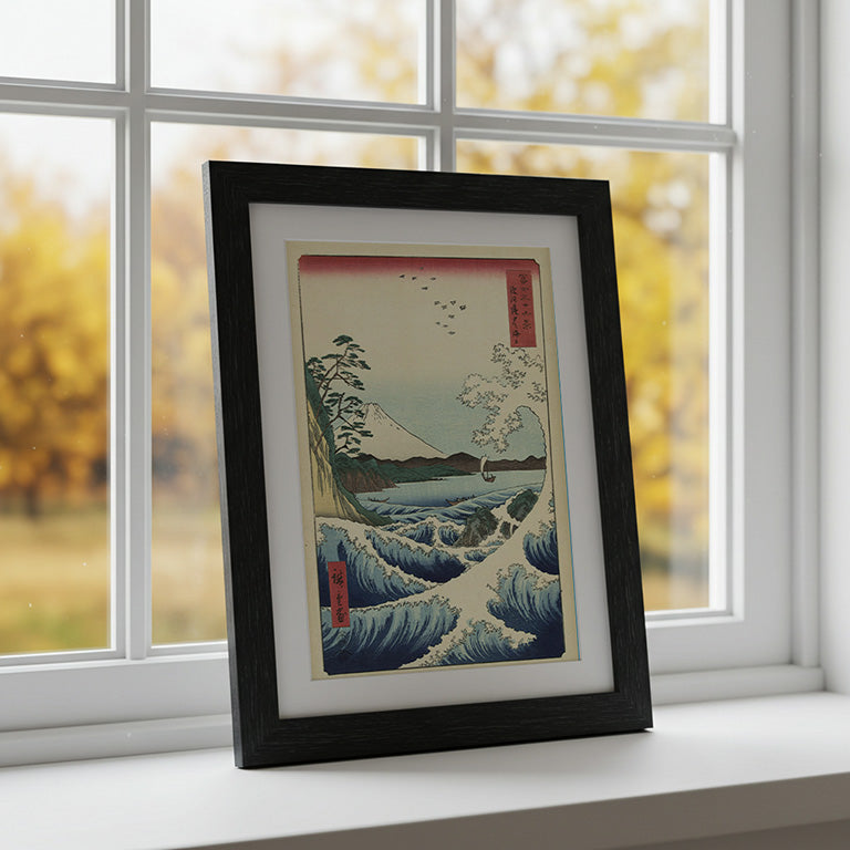Japanese Seascape with Mount Fuji | Hiroshige Ukiyo-e Print (1858)