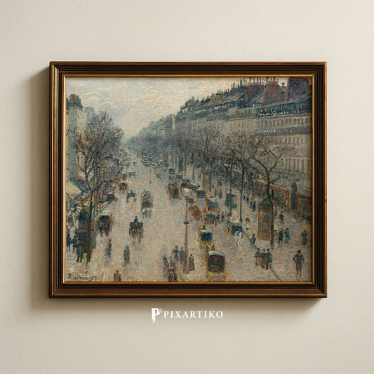 "The Boulevard Montmartre on a Winter Morning" by Camille Pissarro