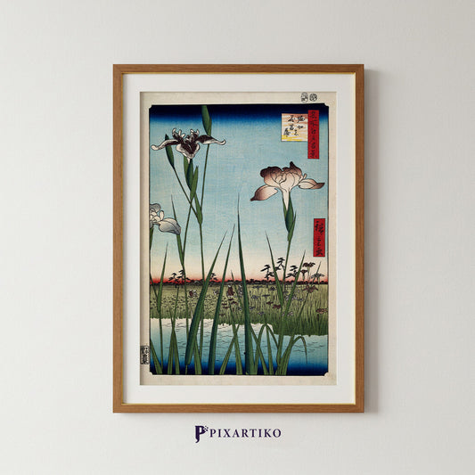 "Blooming Irises in Horikiri" by Hiroshige