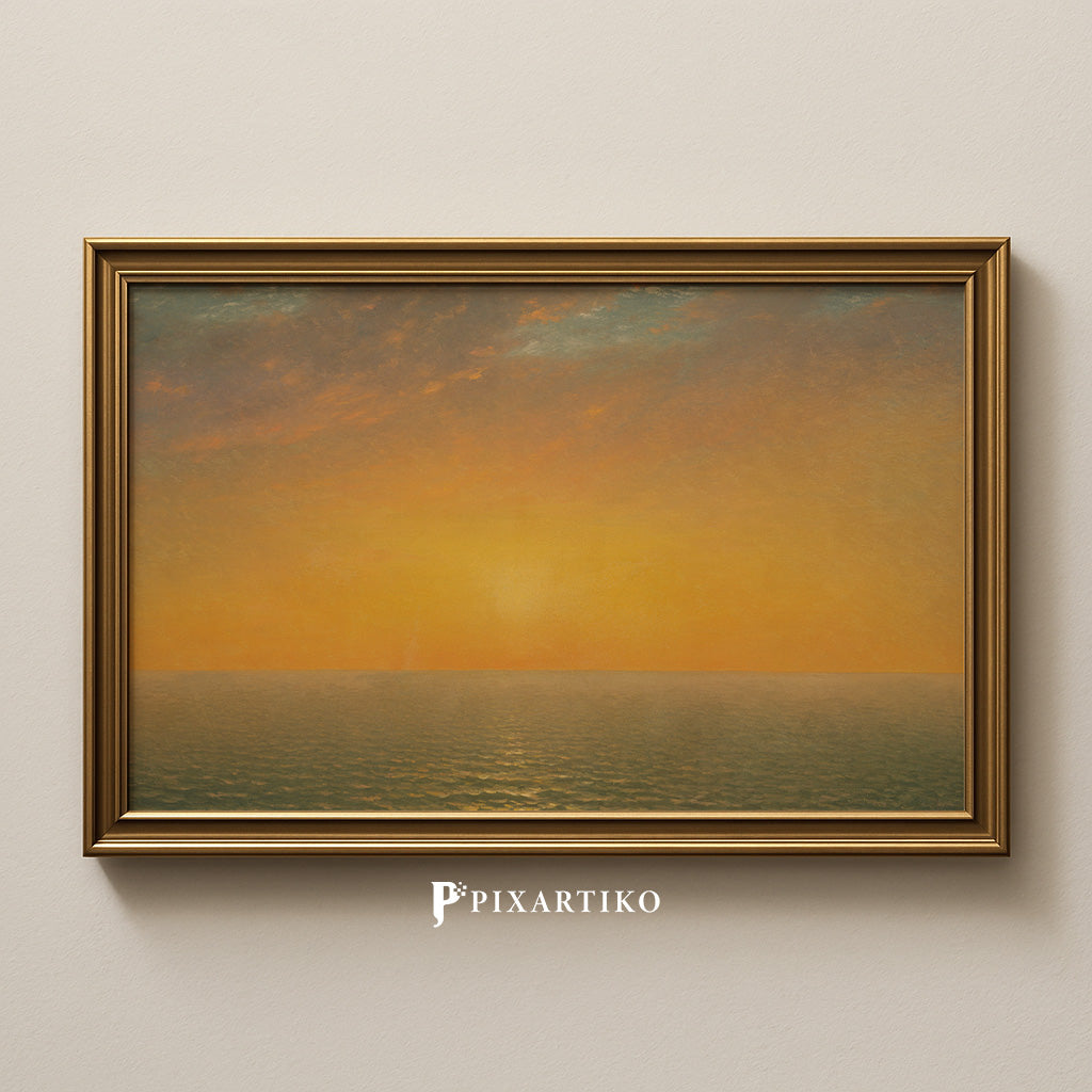 Sunset on the Sea | Minimalist Ocean Sunset Print