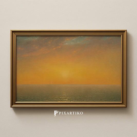 Sunset on the Sea | Minimalist Ocean Sunset Print