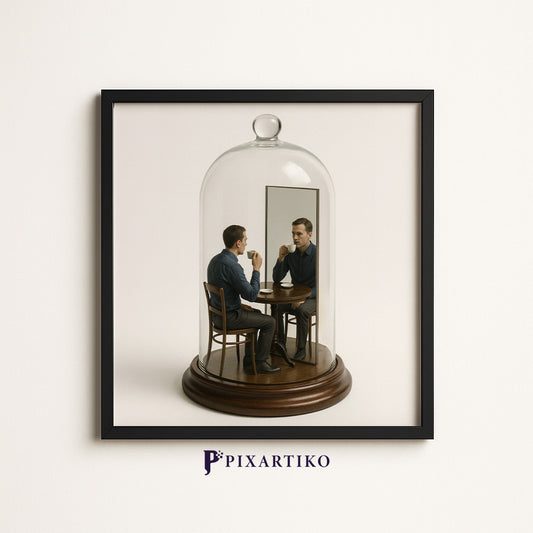 "Reflections Over Coffee" | Surreal Funny Digital Wall Art