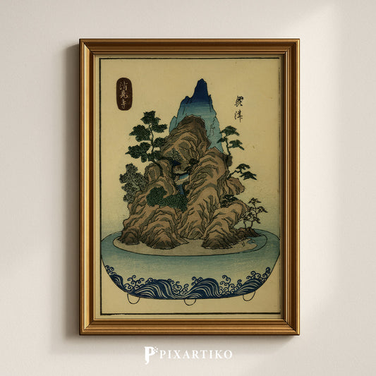"Okazaki – Miniature Mountain Temple" | Japanese Bonsai Landscape