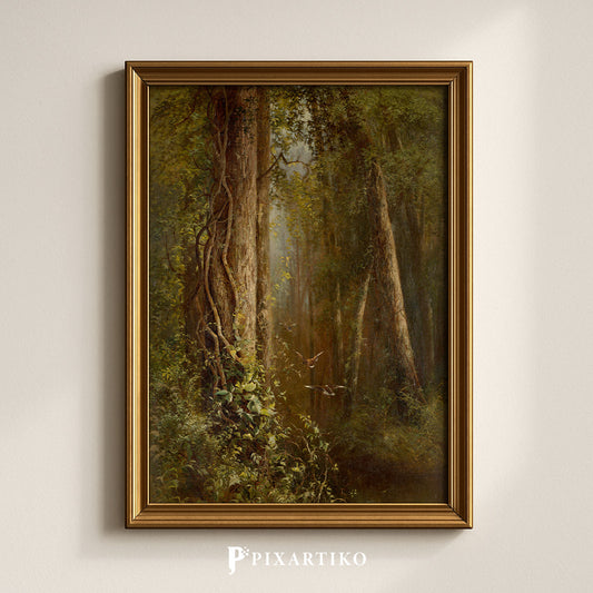 Ducks in the Woods | Vintage Forest Landscape Print
