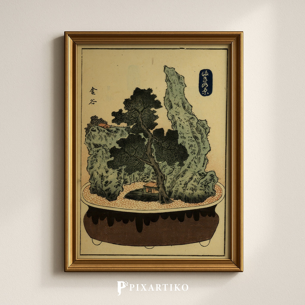 "Kanaya – Tōkaidō Bonsai View" | Vintage Japanese Landscape