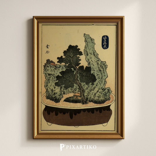 "Kanaya – Tōkaidō Bonsai View" | Vintage Japanese Landscape