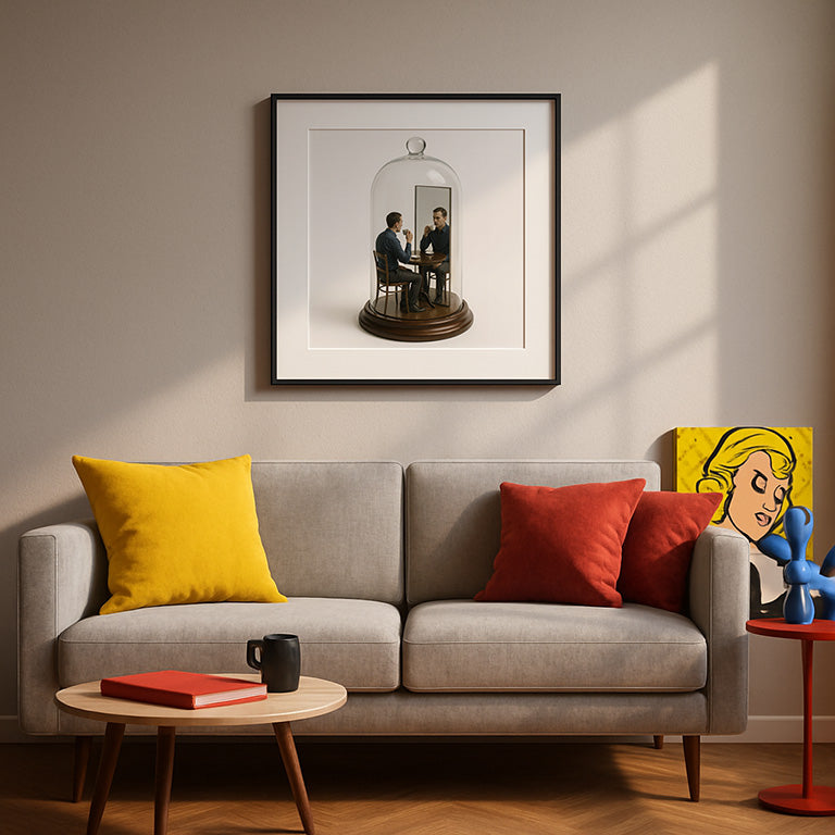 "Reflections Over Coffee" | Surreal Funny Digital Wall Art