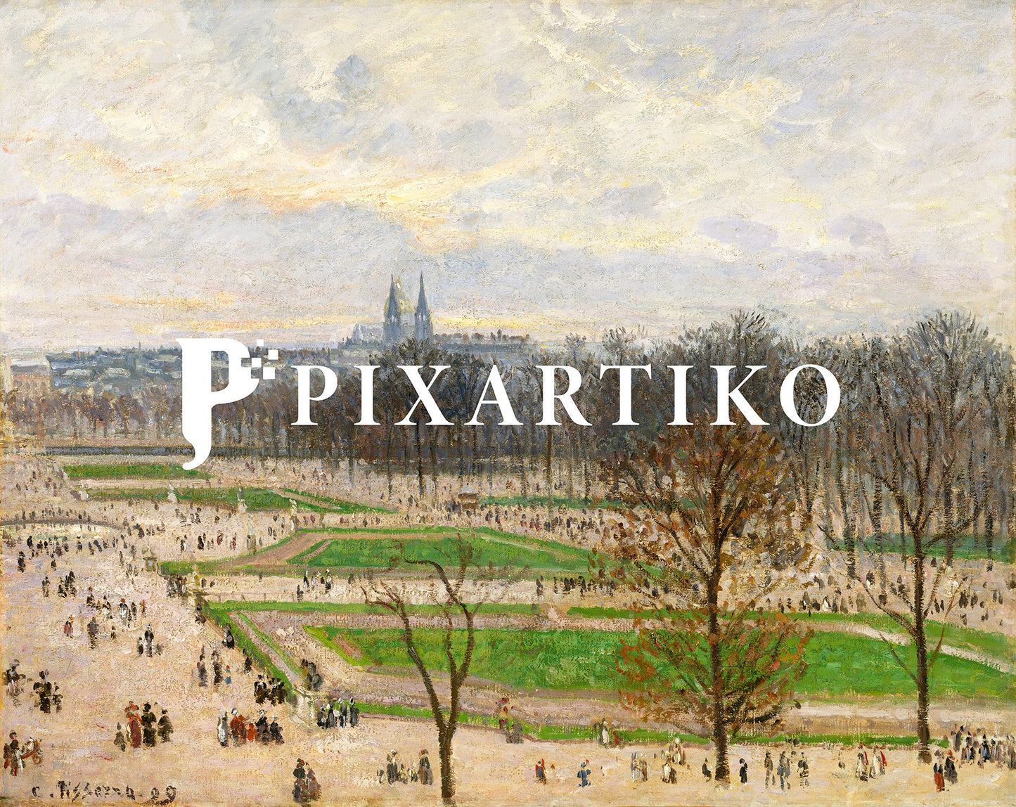 "The Garden of the Tuileries on a Winter Afternoon" by Camille Pissarro